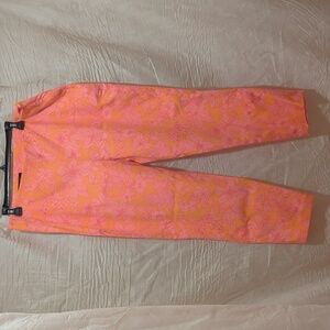 Brooks Brothers Bright Orange & Pink Floral Cropped Pants, size 14